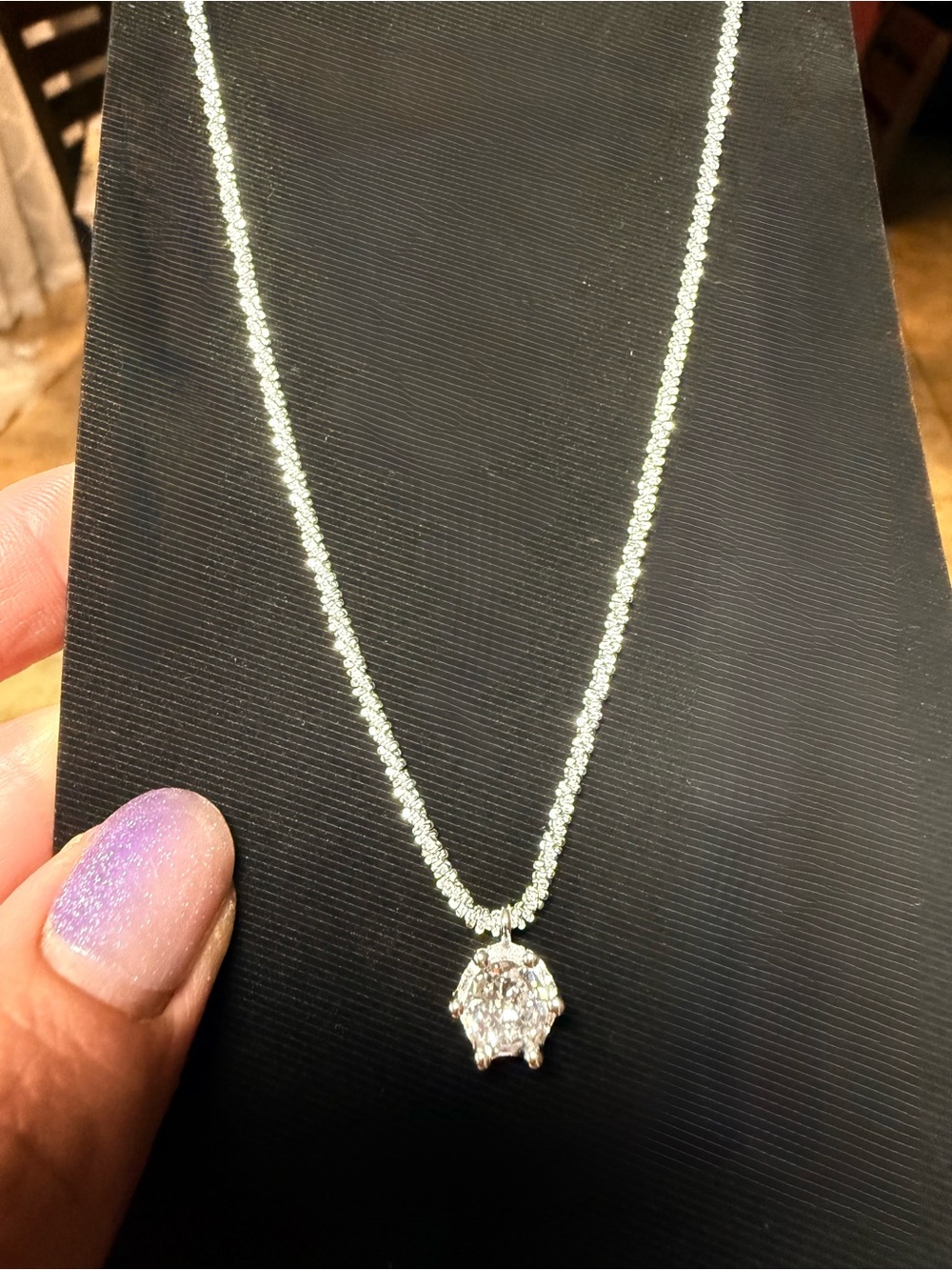 Sterling Silver Clear Crystal Pendant Necklace - White
